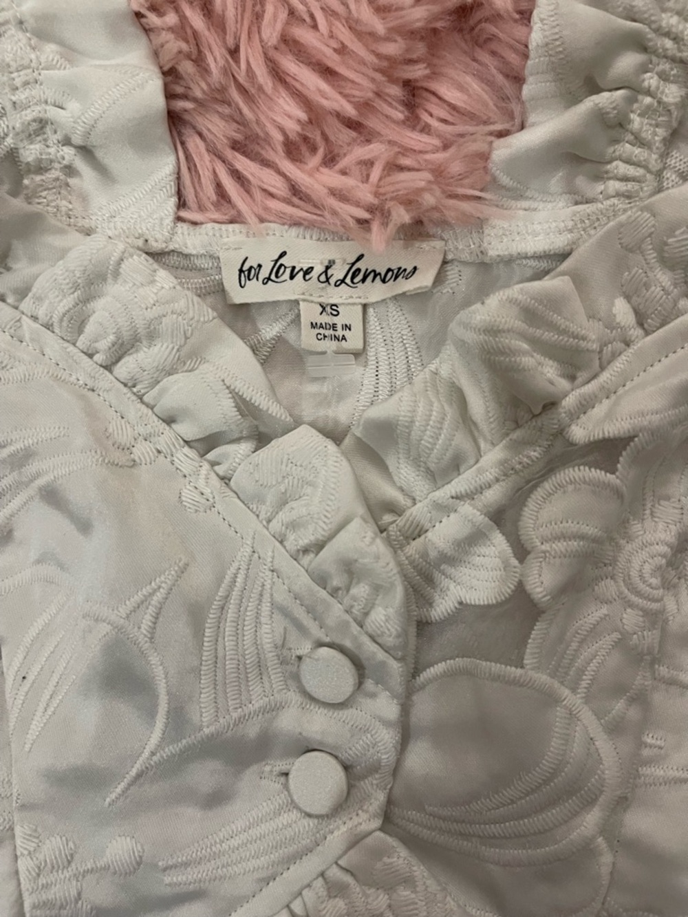 For Love & Lemons Evelyn Crop Top White Ruffle Eyelet Crop Top Women XS - Picture 3 of 5